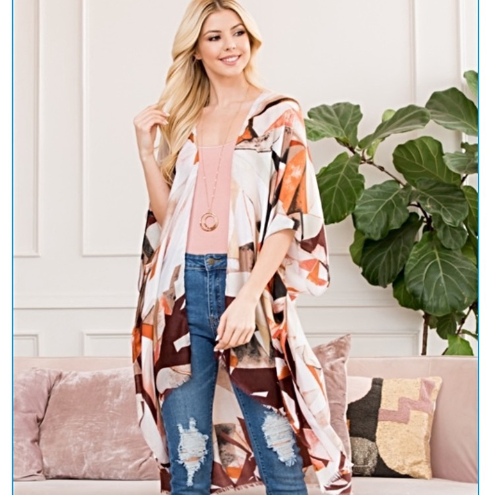 Bohemian Kimono Wrap Swim Coverup One Size - Picture 2 of 4